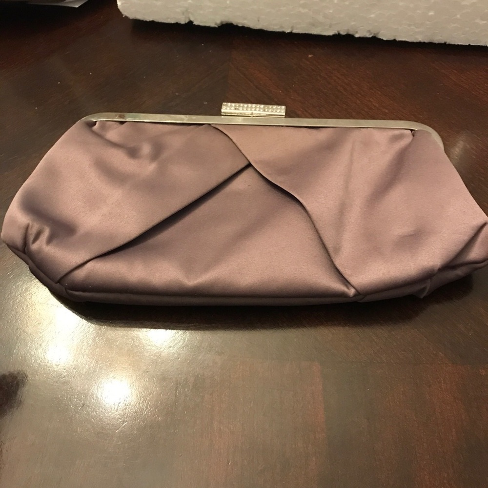 Satin Fold-Front Evening Clutch - Dusty Mauve